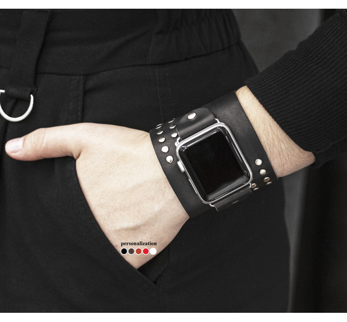 широкий Шкіряний ремінець для Apple Watch серії 3 4 5 6 7 8 9 SE Ultra Ultra 2 38 40 41 42 44 45 49 мм, 1070 
