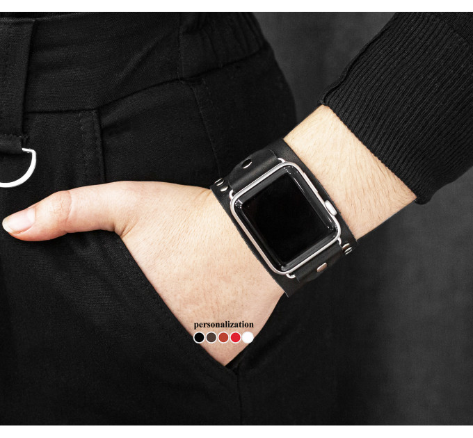 Шкіряний ремінець для Apple Watch серії 3 4 5 6 7 8 9 SE Ultra Ultra 2 38 40 41 42 44 45 49 мм, 1071