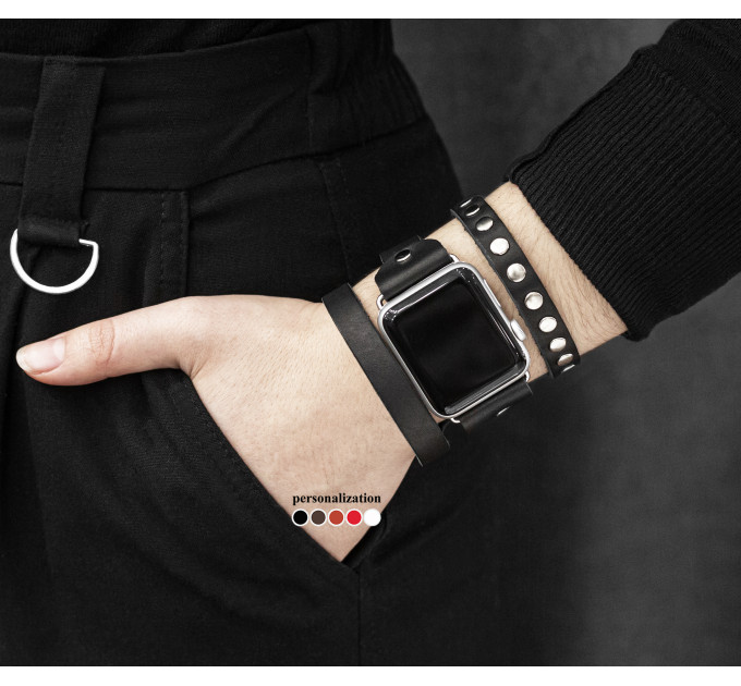 Шкіряний ремінець для Apple Watch серії 3 4 5 6 7 8 9 SE Ultra Ultra 2 та корпусу 38 40 41 42 44 45 49 мм, 1080