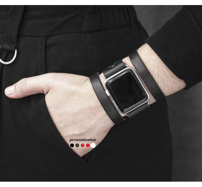 Шкіряний ремінець для Apple Watch серії 3 4 5 6 7 8 9 SE Ultra Ultra 2 та корпусу 38 40 41 42 44 45 49 мм, 1081