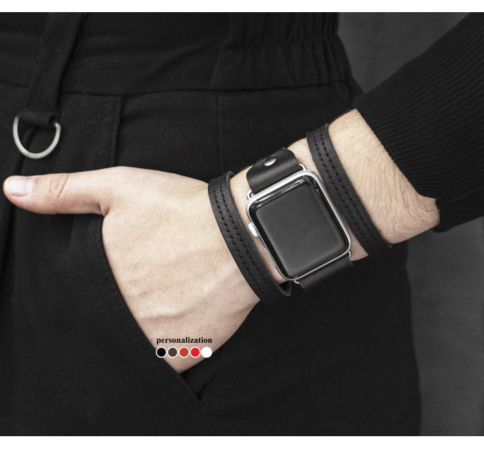 Шкіряний ремінець для Apple Watch серії 3 4 5 6 7 8 9 SE Ultra Ultra 2 та корпусу 38 40 41 42 44 45 49 мм, 1081ст