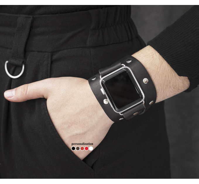 Шкіряний ремінець для Apple Watch серії 3 4 5 6 7 8 9 SE Ultra Ultra 2 38 40 41 42 44 45 49 мм, 1090