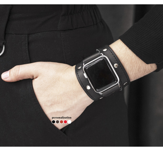 Шкіряний ремінець для Apple Watch серії 3 4 5 6 7 8 9 SE Ultra Ultra 2 38 40 41 42 44 45 49 мм, 1090ст