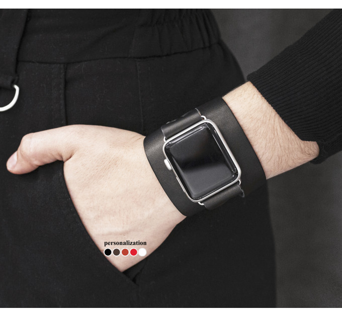 Шкіряний ремінець для Apple Watch серії 3 4 5 6 7 8 9 SE Ultra Ultra 2 38 40 41 42 44 45 49 мм, 1095