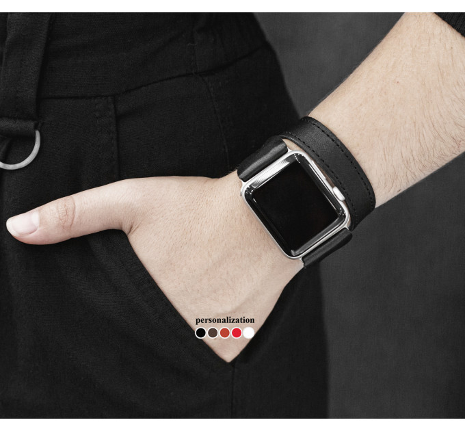 Шкіряний ремінець для Apple Watch серії 3 4 5 6 7 8 9 SE Ultra Ultra 2 38 40 41 42 44 45 49 мм, 1810ст