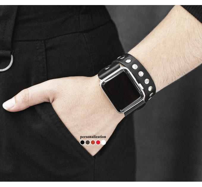 Шкіряний ремінець для Apple Watch серії 3 4 5 6 7 8 9 SE Ultra Ultra 2 38 40 41 42 44 45 49 мм, 1820