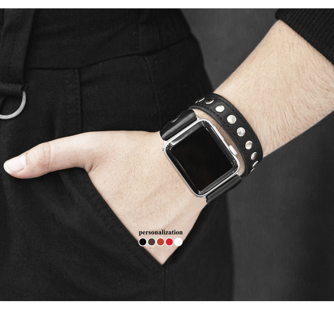 Шкіряний ремінець для Apple Watch серії 3 4 5 6 7 8 9 SE Ultra Ultra 2 38 40 41 42 44 45 49 мм, 1820ст