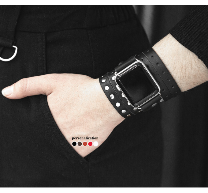 Шкіряний ремінець для Apple Watch серії 3 4 5 6 7 8 9 SE Ultra Ultra 2 38 40 41 42 44 45 49 мм, 1856