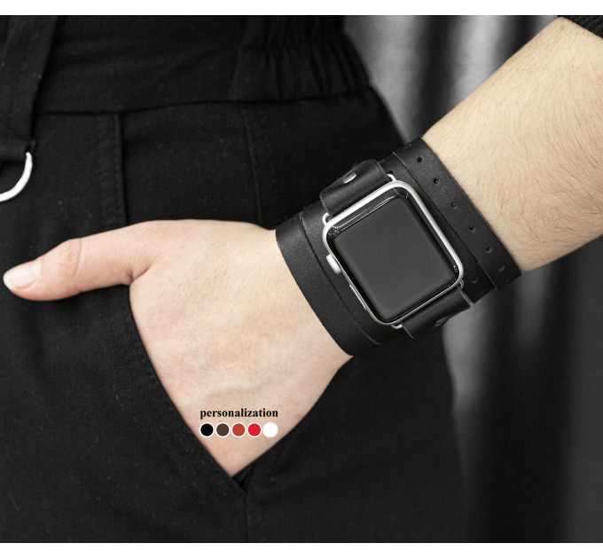 Шкіряний ремінець для Apple Watch серії 3 4 5 6 7 8 9 SE Ultra Ultra 2 38 40 41 42 44 45 49 мм, 1858