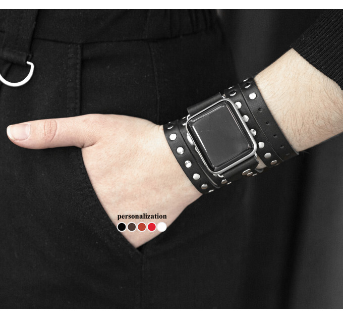 Шкіряний ремінець для Apple Watch серії 3 4 5 6 7 8 9 SE Ultra Ultra 2 38 40 41 42 44 45 49 мм, 1861