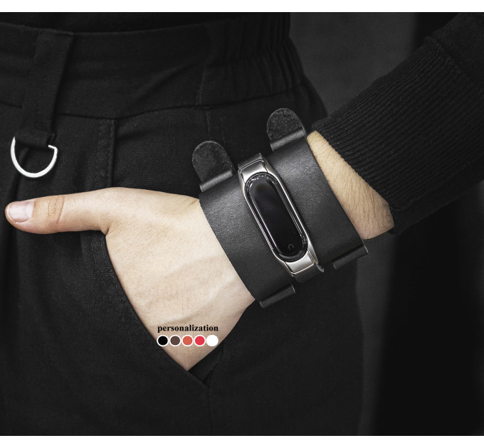 Шкіряний ремінець для Xiaomi Mi Band 3 4 5 6 7 8, 2916