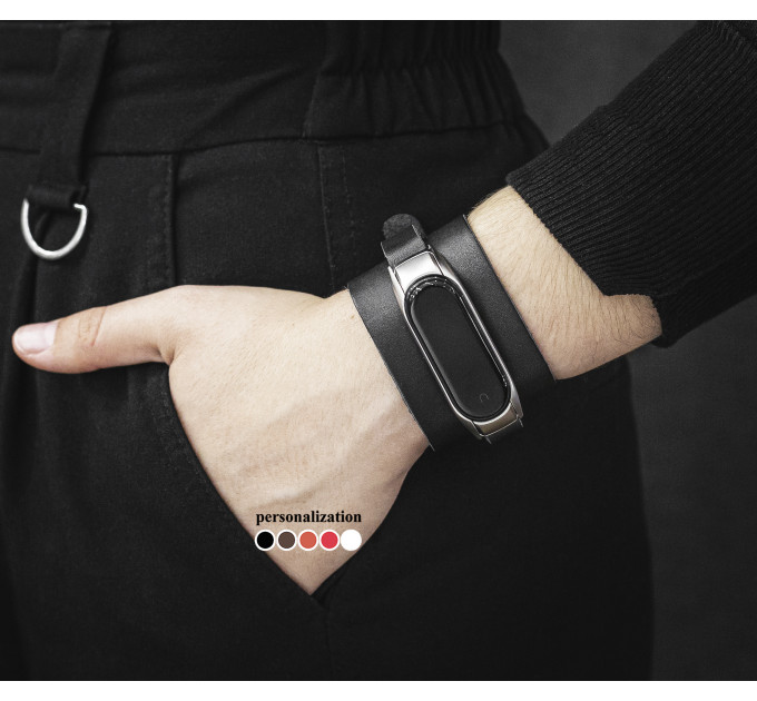 Шкіряний ремінець для Xiaomi Mi Band 3 4 5 6 7 8, 2952
