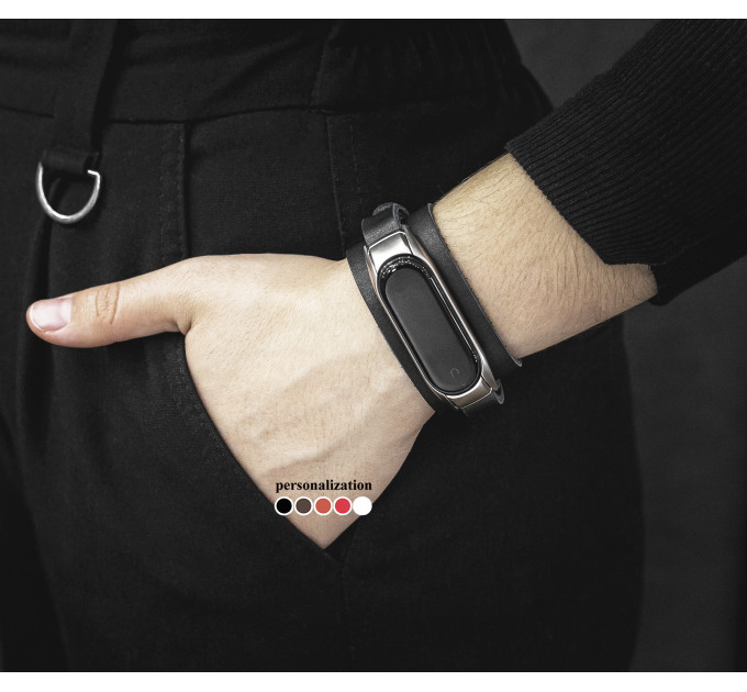 Шкіряний ремінець для Xiaomi Mi Band 3 4 5 6 7 8, 2956