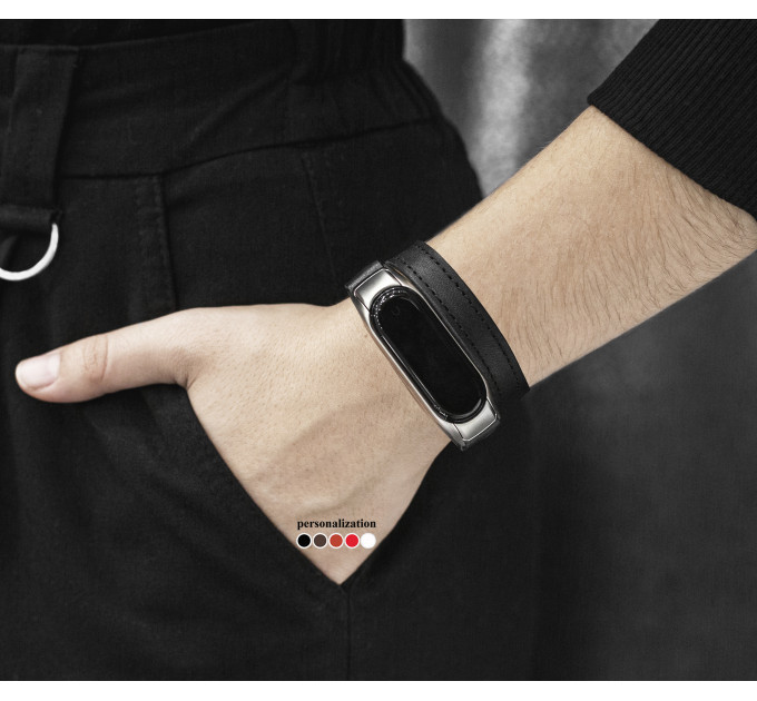 Шкіряний ремінець для Xiaomi Mi Band 3 4 5 6 7 8, 2981ст