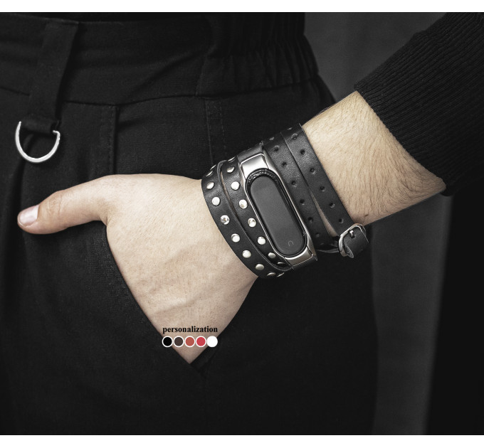 Шкіряний ремінець для Xiaomi Mi Band 3 4 5 6 7 8, 2984