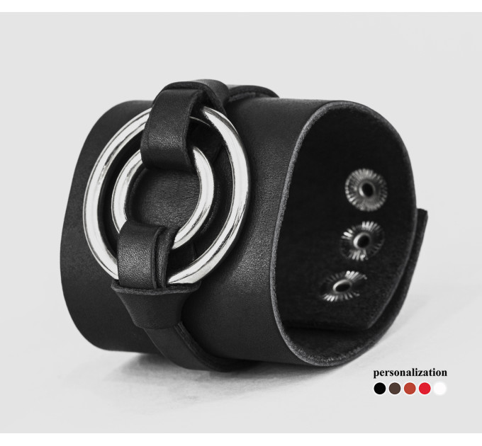 Широкий шкіряний браслет, код 3006