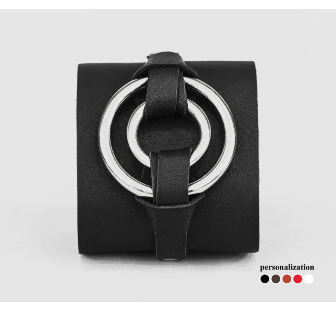 Широкий шкіряний браслет, код 3006