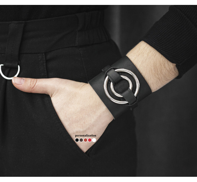 Широкий шкіряний браслет, код 3006