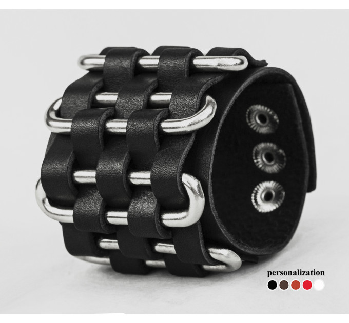 Широкий шкіряний браслет, код 3027