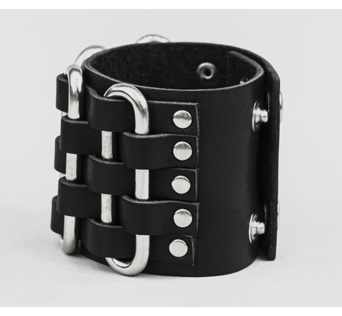 Широкий шкіряний браслет, код 3027