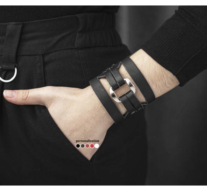 Широкий шкіряний браслет, код 3029