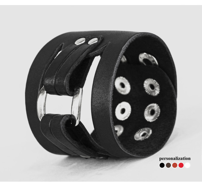 Широкий шкіряний браслет, код 3029