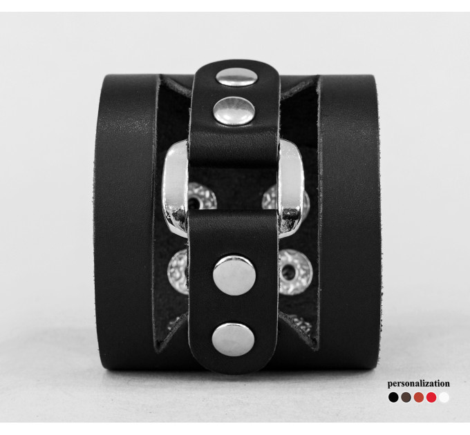 Широкий шкіряний браслет, код 3030