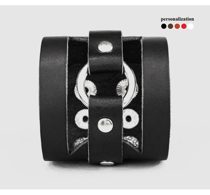 Широкий шкіряний браслет, код 3035