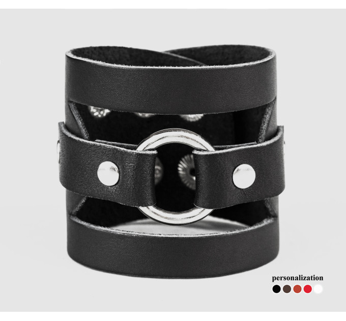 Широкий шкіряний браслет, код 3035