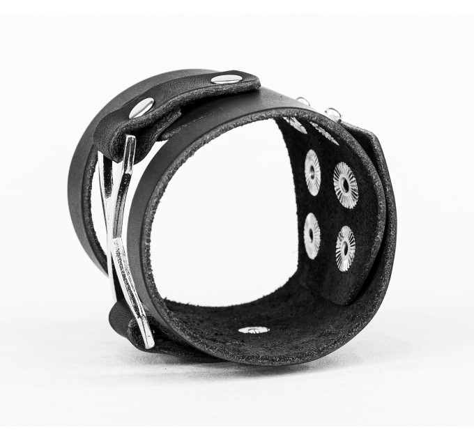 Широкий шкіряний браслет, код 3036