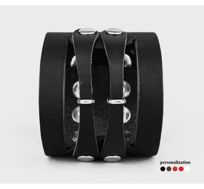 Широкий шкіряний браслет, код 3040