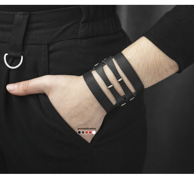 Широкий шкіряний браслет, код 3040