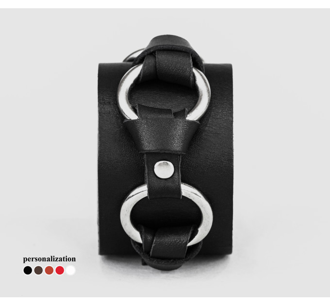 Широкий шкіряний браслет, код 3074