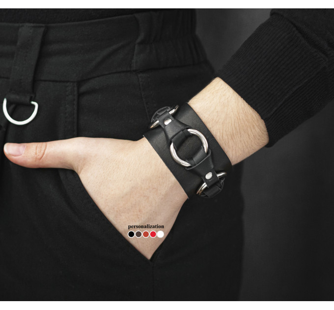 Широкий шкіряний браслет, код 3074