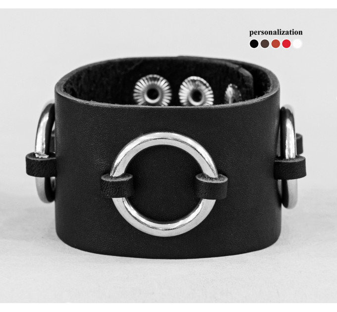 Широкий шкіряний браслет, код 3084