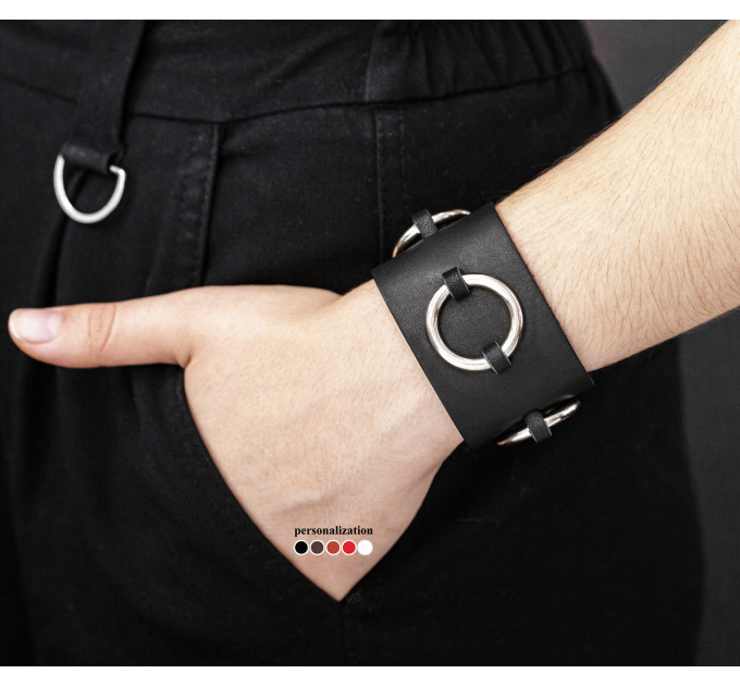 Широкий шкіряний браслет, код 3084