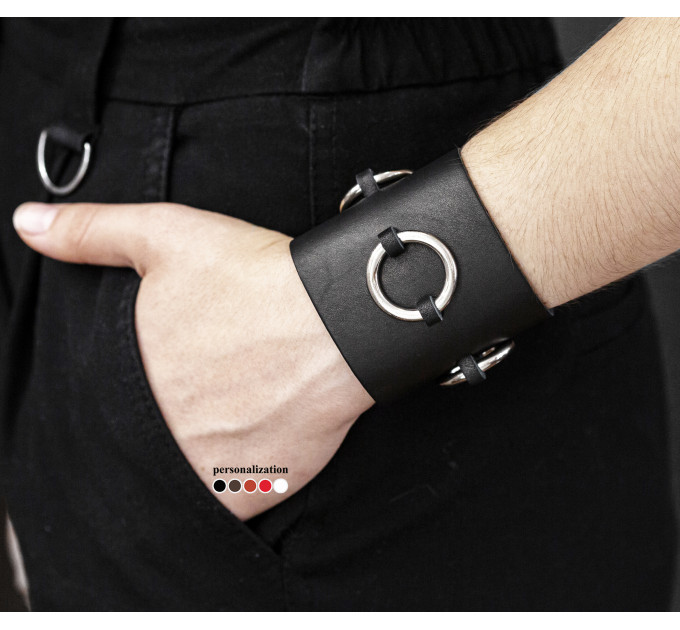 Широкий шкіряний браслет, код 3085