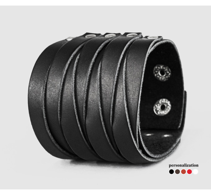 Широкий шкіряний браслет, код 3095