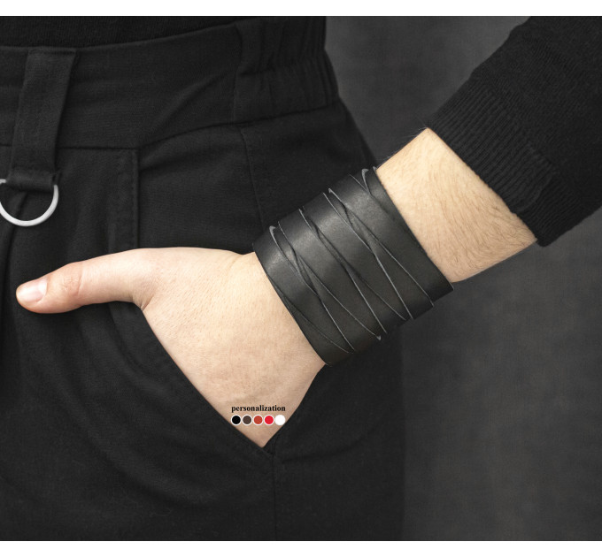 Широкий шкіряний браслет, код 3095