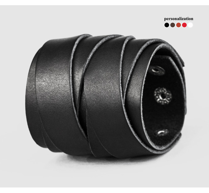 Широкий шкіряний браслет, код 3097