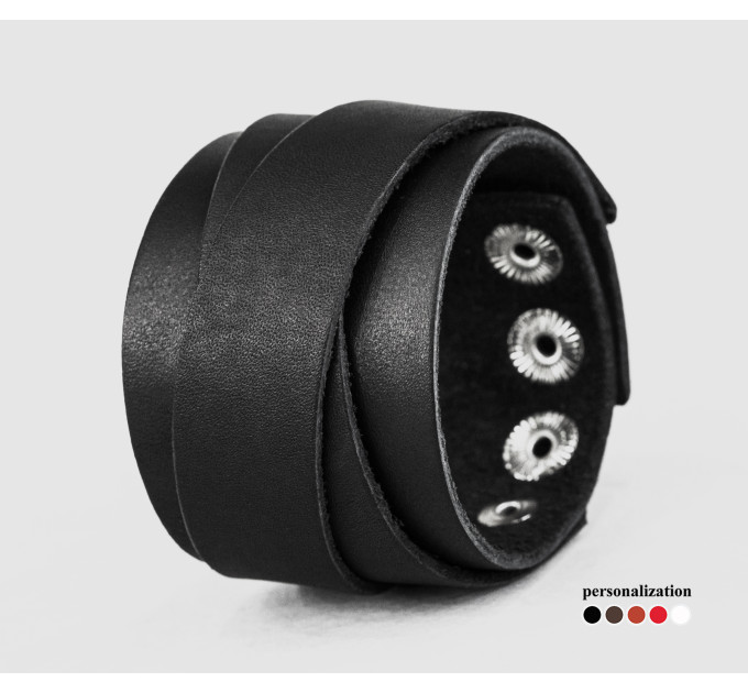 Широкий шкіряний браслет, код 3098