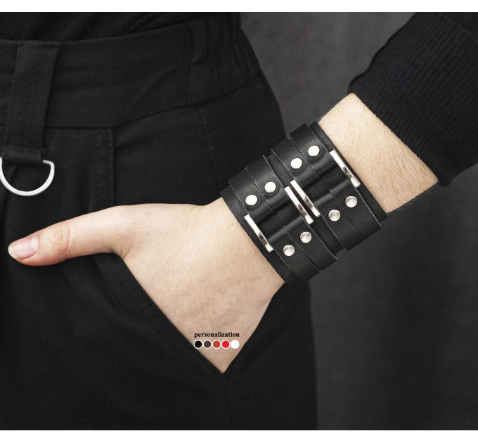 Широкий шкіряний браслет, код 3121