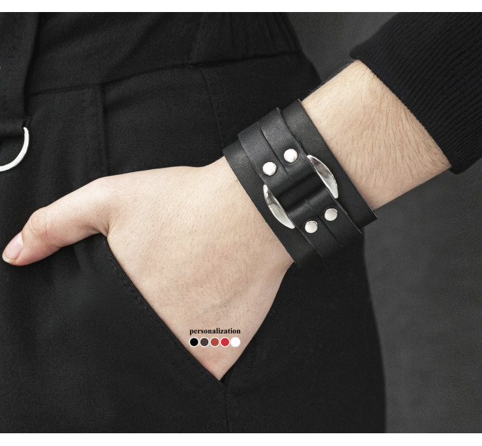 Широкий шкіряний браслет, код 3130