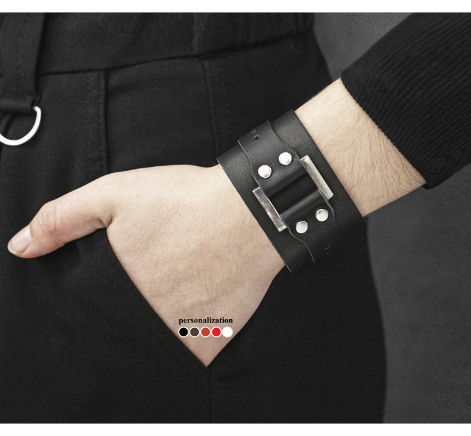 Широкий шкіряний браслет, код 3136