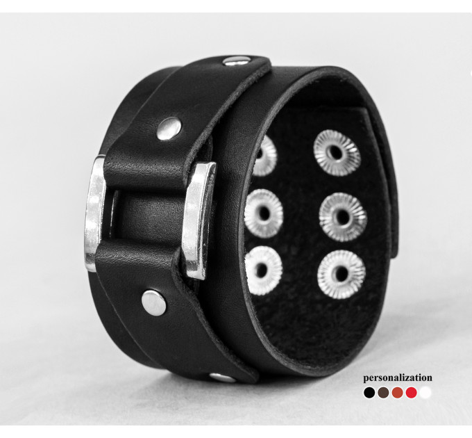 Широкий шкіряний браслет, код 3138