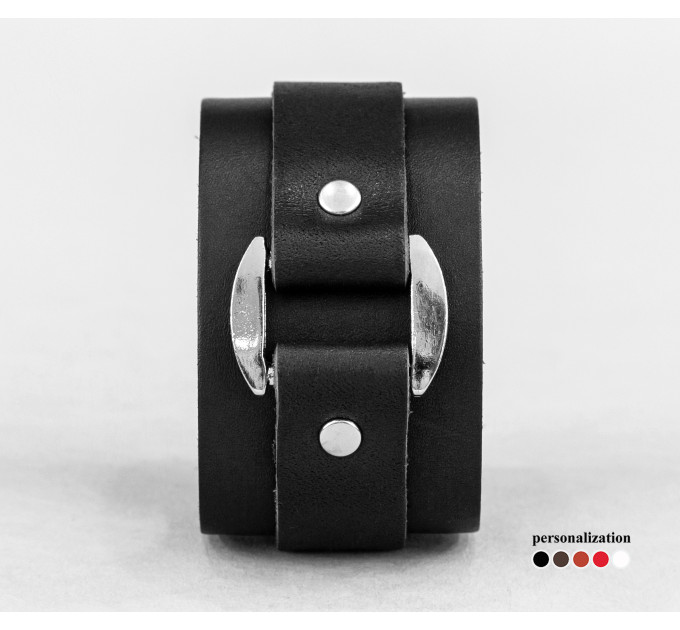 Широкий шкіряний браслет, код 3139