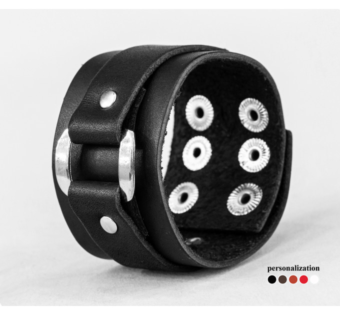 Широкий шкіряний браслет, код 3140