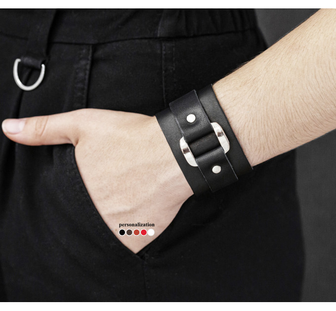 Широкий шкіряний браслет, код 3140