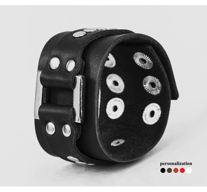 Широкий шкіряний браслет, код 3141