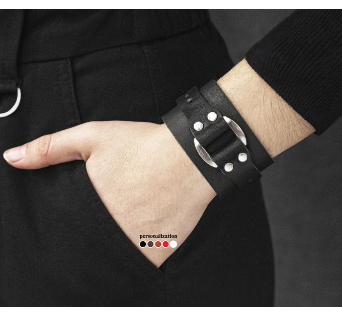 Широкий шкіряний браслет, код 3143